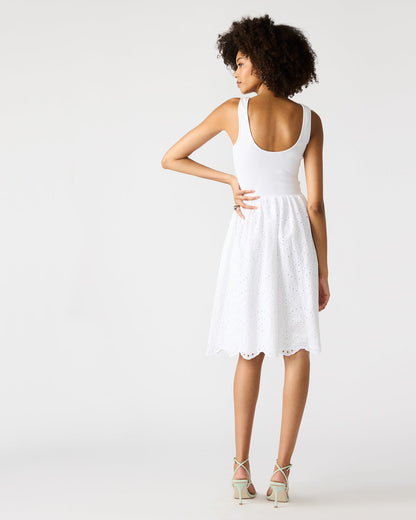 JULIAN White Women's Eyelet Sleeveless Midi Dress Steve Madden WHITE