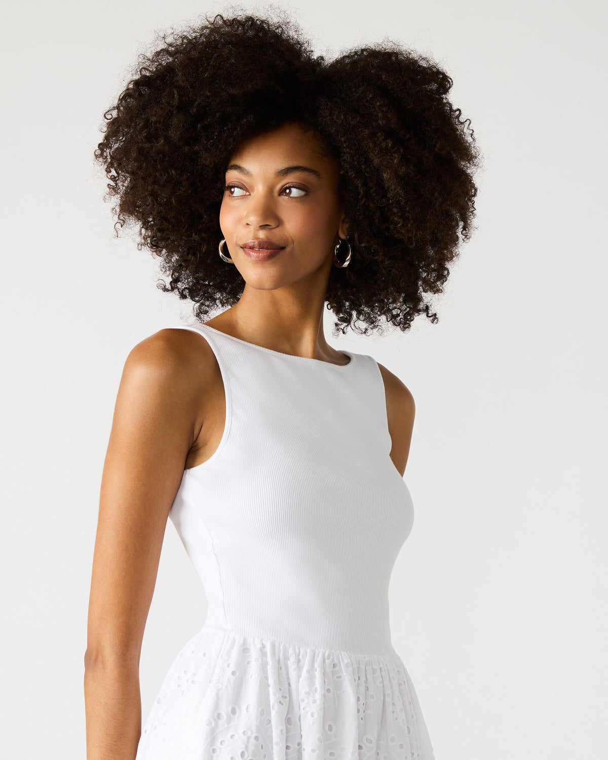 JULIAN White Women's Eyelet Sleeveless Midi Dress Steve Madden WHITE