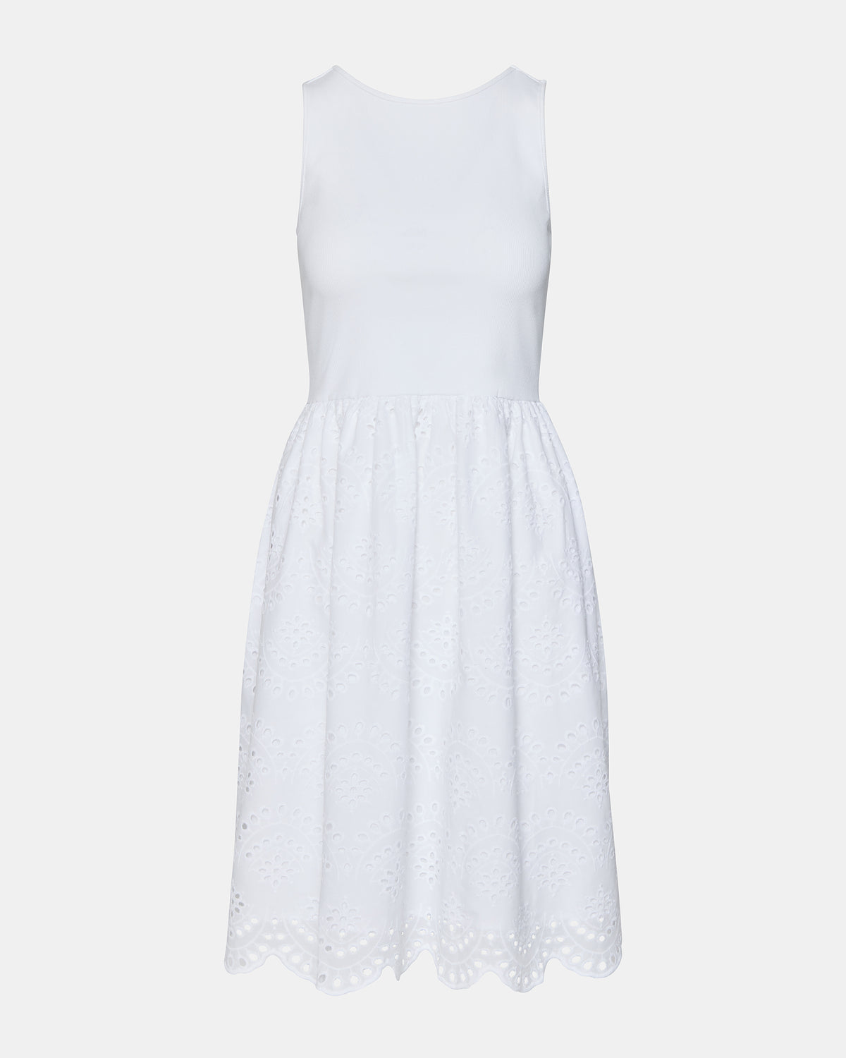 JULIAN White Women's Eyelet Sleeveless Midi Dress Steve Madden WHITE