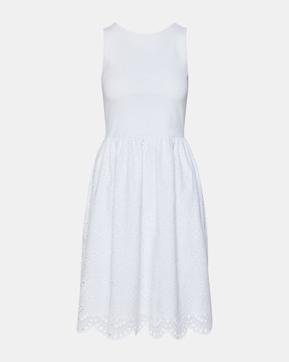 JULIAN White Women's Eyelet Sleeveless Midi Dress Steve Madden WHITE