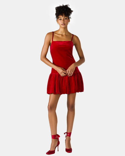 GIOVANNA Red Velvet Bubble Skirt Sleeveless Mini Women's Dress Steve Madden RED VELVET