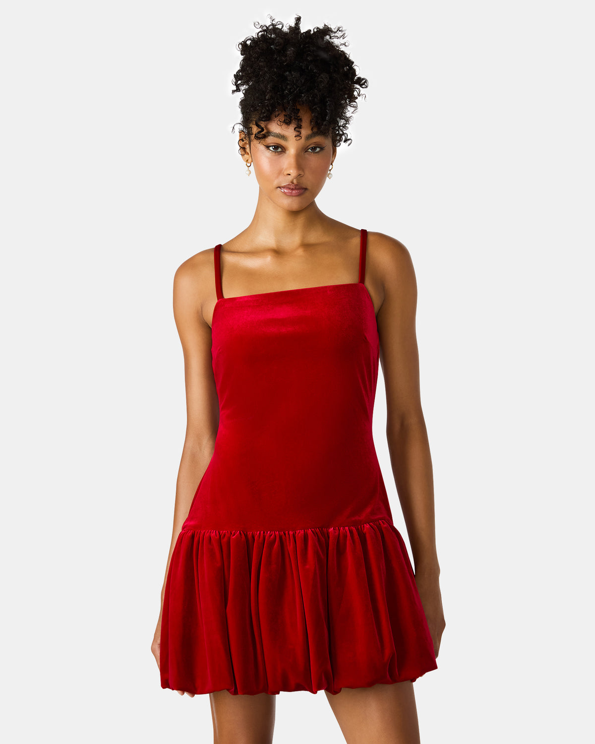 GIOVANNA Red Velvet Bubble Skirt Sleeveless Mini Women's Dress Steve Madden RED VELVET