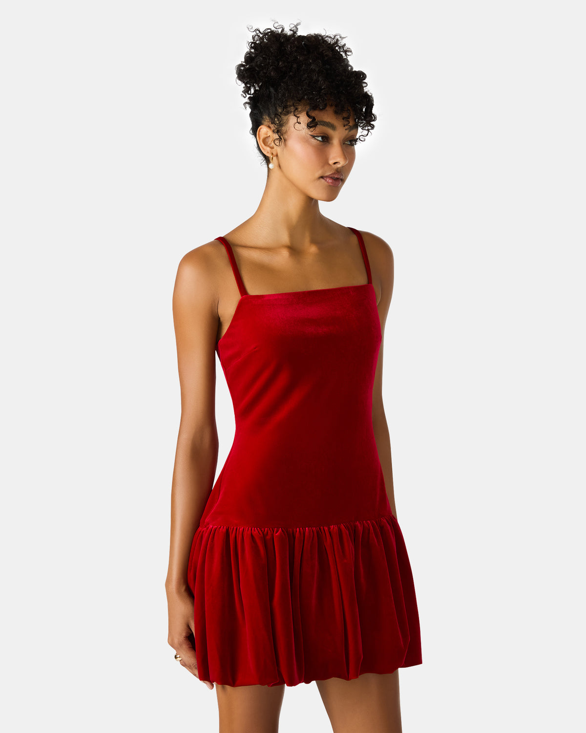 GIOVANNA Red Velvet Bubble Skirt Sleeveless Mini Women's Dress Steve Madden RED VELVET
