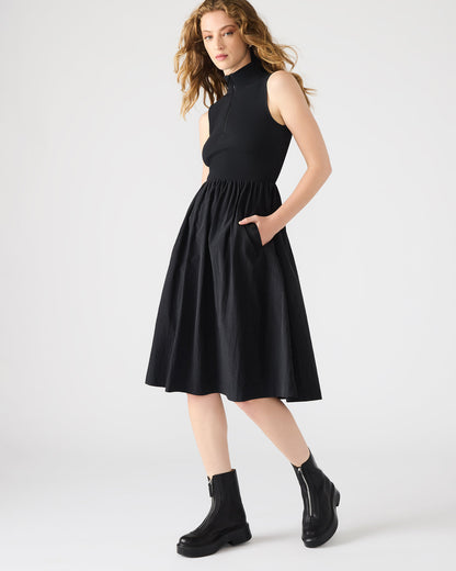 BERLIN White Women's Mock Neck Midi Dress Steve Madden BLACK