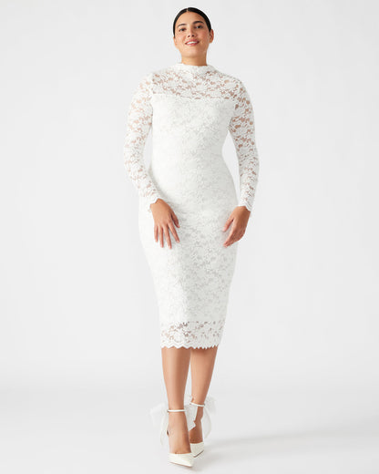 VIVIENNE Ivory Lace Women's Mock Neck Midi Dress Steve Madden IVORY