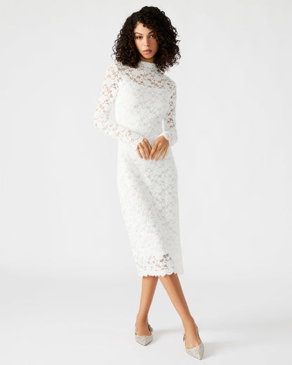 VIVIENNE Ivory Lace Women's Mock Neck Midi Dress Steve Madden IVORY