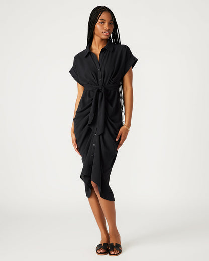 TORI Black Knit Button Up Collared Midi Dress Steve Madden BLACK