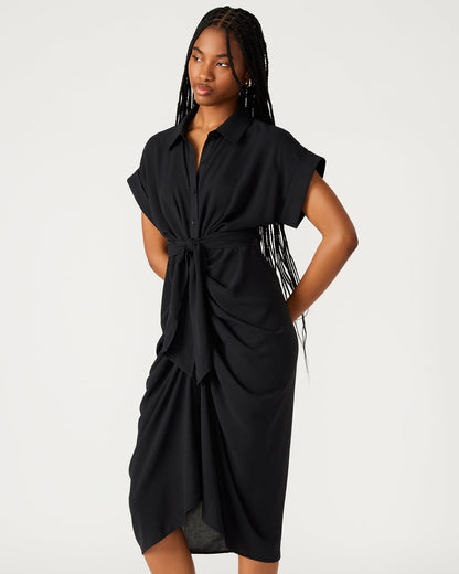 TORI Black Knit Button Up Collared Midi Dress Steve Madden BLACK