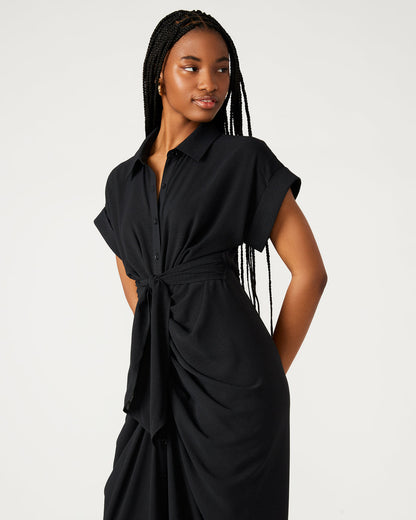 TORI Black Knit Button Up Collared Midi Dress Steve Madden BLACK