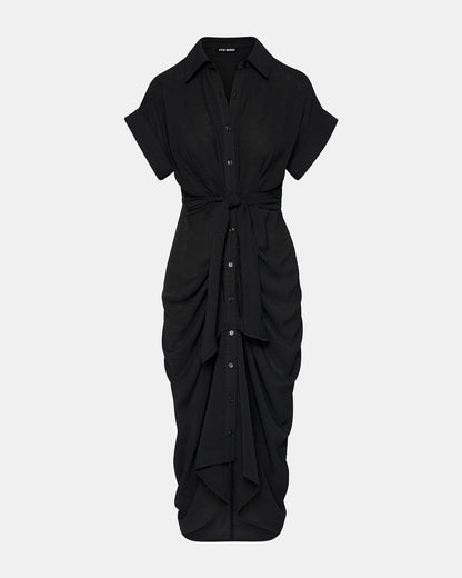 TORI Black Knit Button Up Collared Midi Dress Steve Madden BLACK