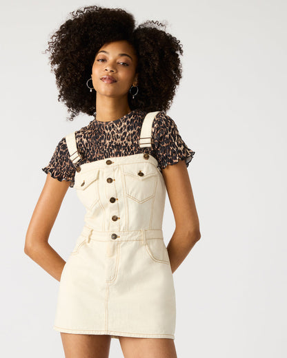 LAKE Cream Women's Button-Up Overall Mini Dress Steve Madden CREAM