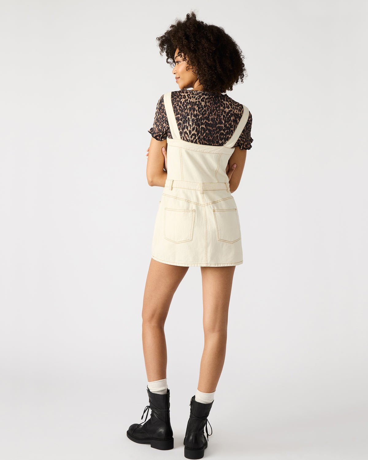 LAKE Cream Women's Button-Up Overall Mini Dress Steve Madden CREAM