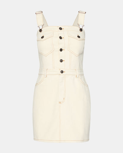 LAKE Cream Women's Button-Up Overall Mini Dress Steve Madden CREAM