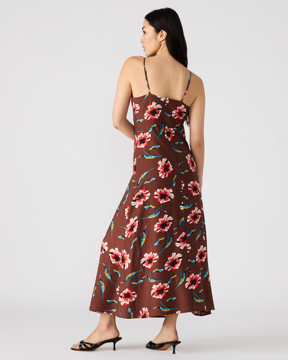 MONROE Brown Floral Print Flowy Maxi Dress Steve Madden BROWN