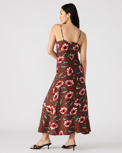 MONROE Brown Floral Print Flowy Maxi Dress Steve Madden BROWN