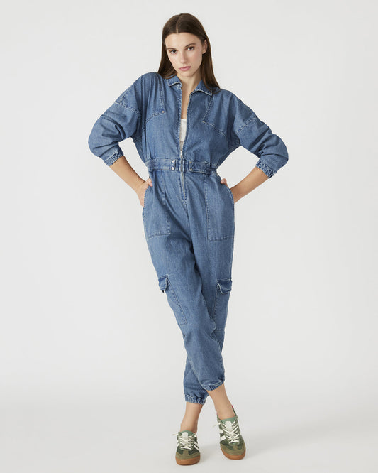 TRISTA Denim Women's Long-Sleeved Jumpsuit Steve Madden DENIM FABRIC
