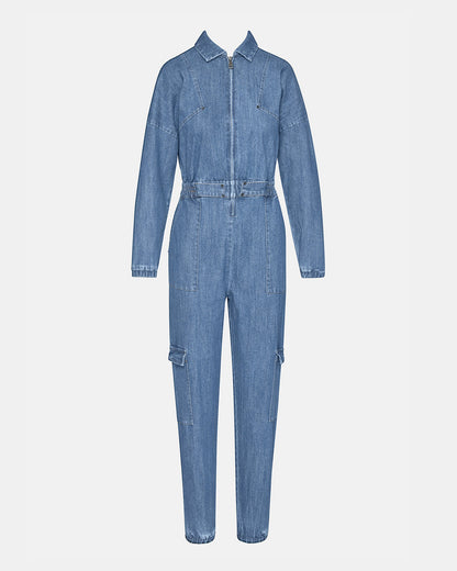 TRISTA Denim Women's Long-Sleeved Jumpsuit Steve Madden DENIM FABRIC