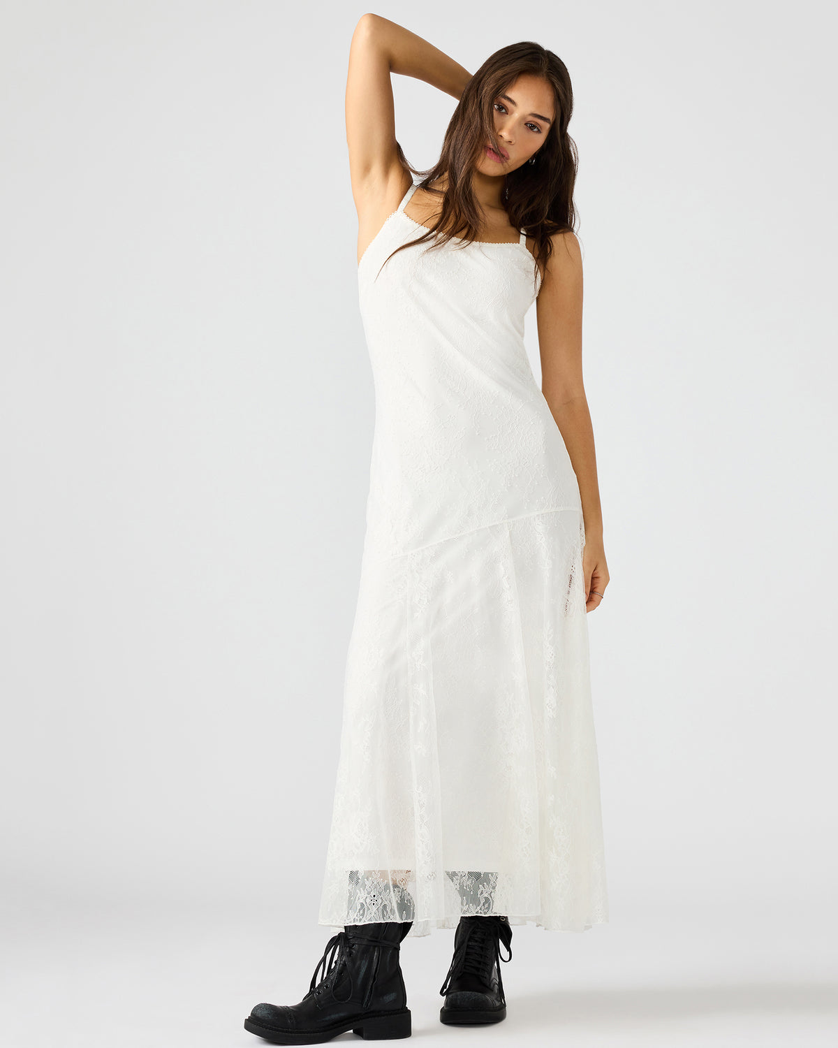 VEERA White Maxi Lace Flowy Women's Dress Steve Madden WHITE