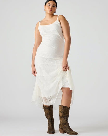 VEERA White Maxi Lace Flowy Women's Dress Steve Madden WHITE