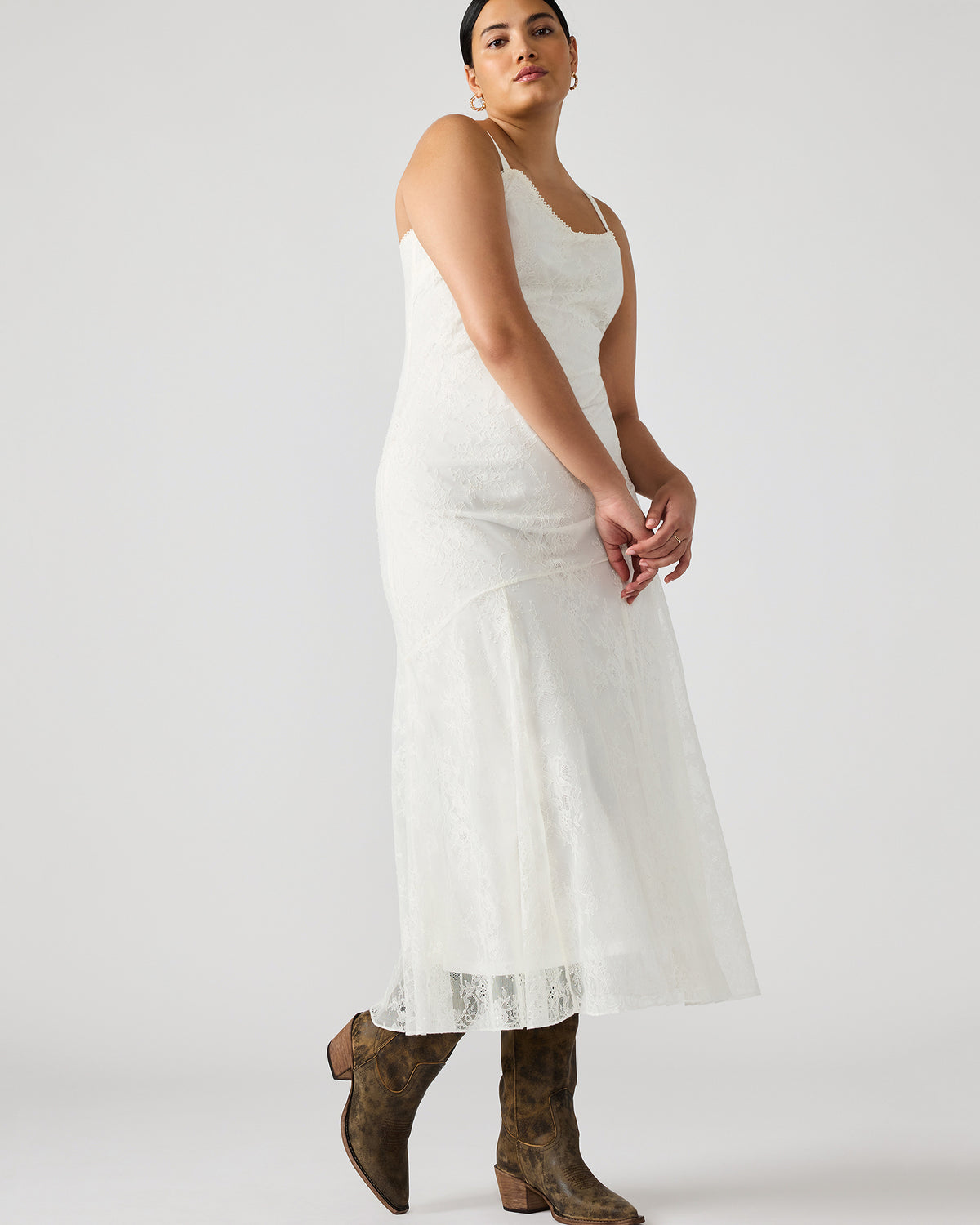 VEERA White Maxi Lace Flowy Women's Dress Steve Madden WHITE