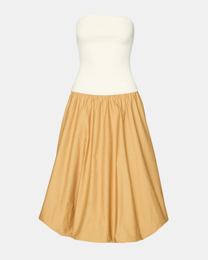 OLIVER Taupe Women's Strapless Midi Bubble Dress Steve Madden TAUPE