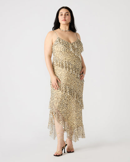 AIDA Sand Women's Flowy Sleeveless Ruffle Maxi Dress Steve Madden SAND