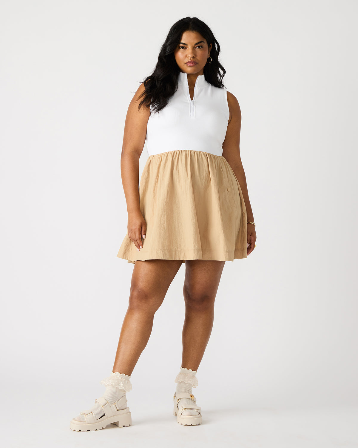 LYON Taupe Women's Collared Sleeveless Flowy Dress Steve Madden TAUPE