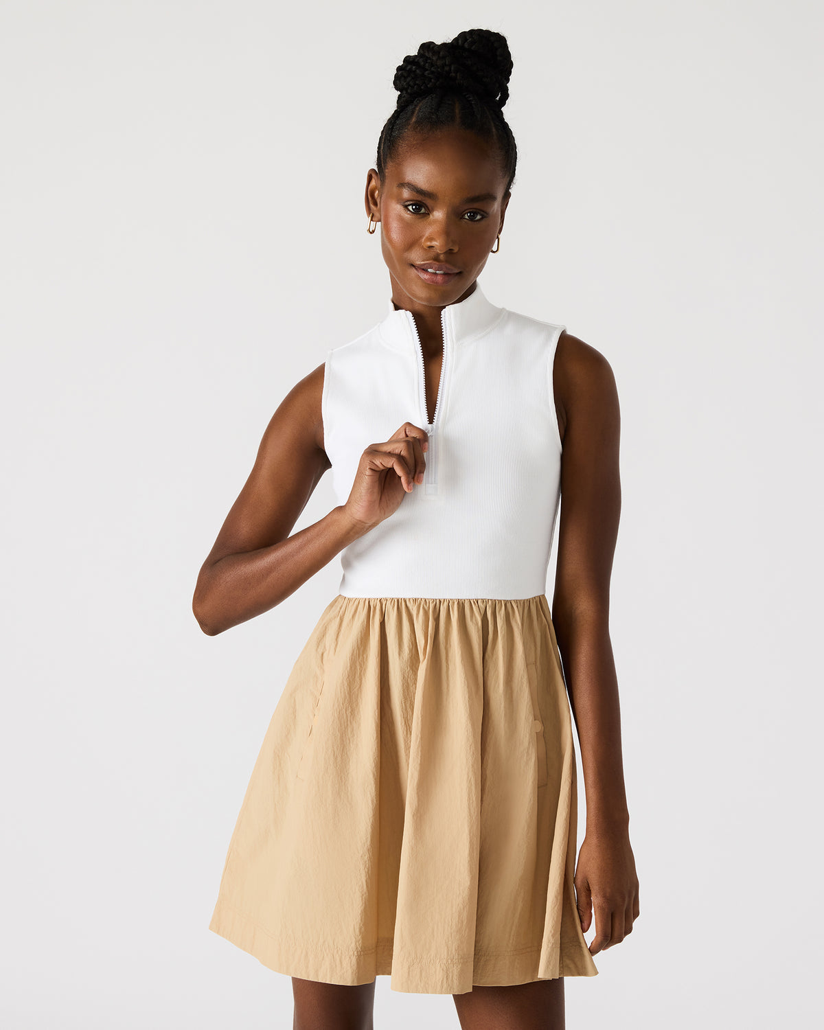 LYON Taupe Women's Collared Sleeveless Flowy Dress Steve Madden TAUPE