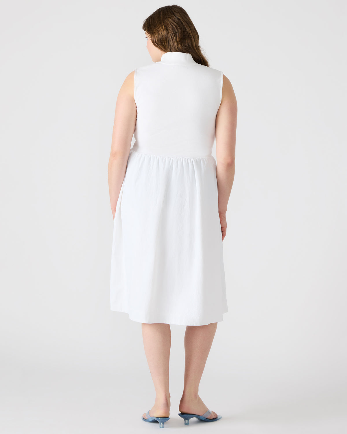 BERLIN White Women's Mock Neck Midi Dress Steve Madden WHITE