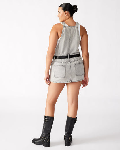 TAMIA Dress Light Grey | Women's Overall Denim Mini Dress Steve Madden LIGHT GREY