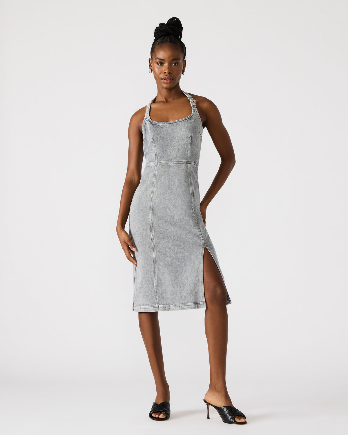 GIA Light Grey Women's Denim Midi Dress Steve Madden LIGHT GREY