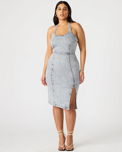 GIA Light Grey Women's Denim Midi Dress Steve Madden LIGHT GREY