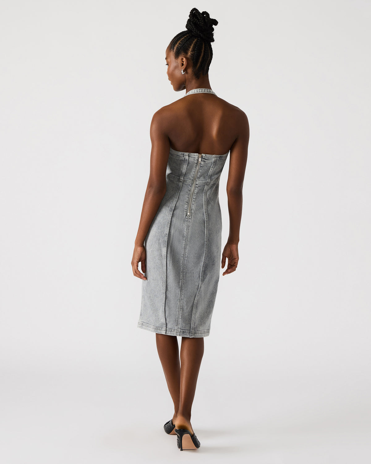 GIA Light Grey Women's Denim Midi Dress Steve Madden LIGHT GREY