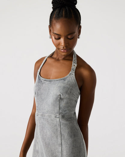 GIA Light Grey Women's Denim Midi Dress Steve Madden LIGHT GREY