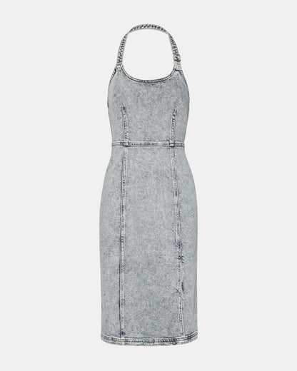 GIA Light Grey Women's Denim Midi Dress Steve Madden LIGHT GREY