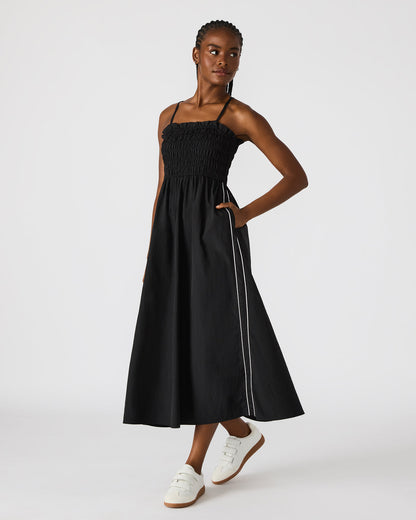 KIT Dress Black/White Flowy Smocked Striped Maxi Dress Steve Madden BLACK WHITE