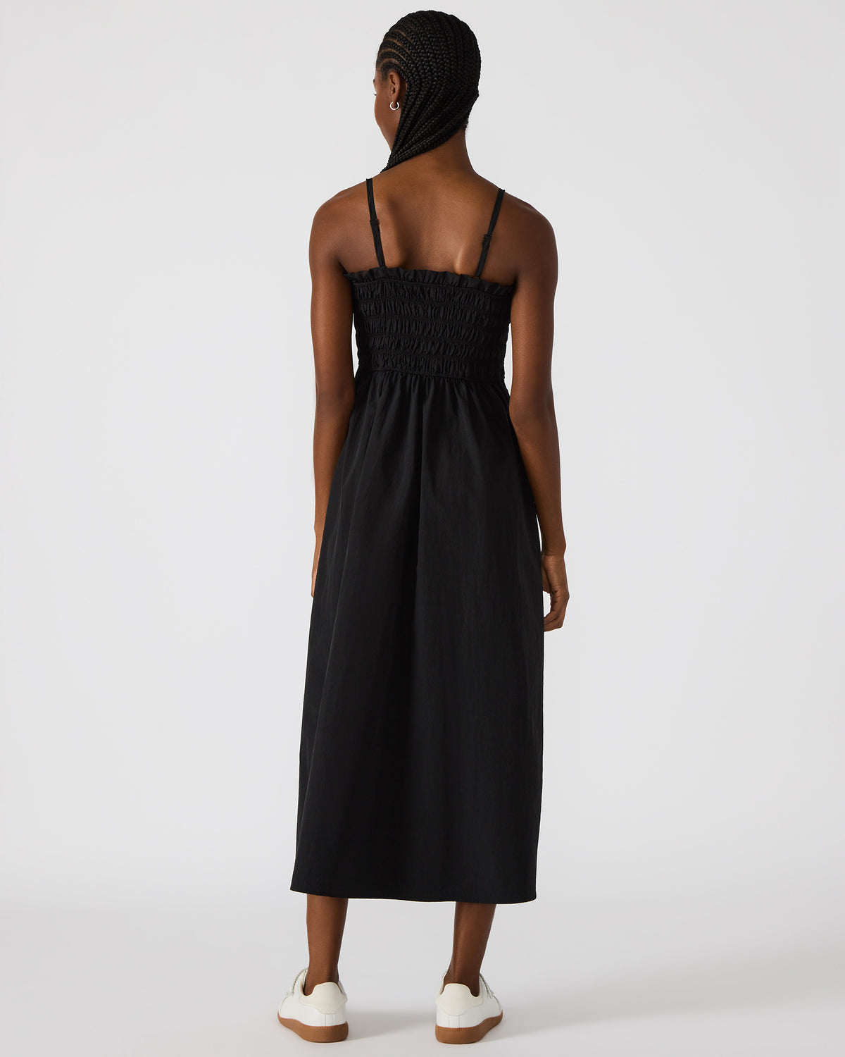KIT Dress Black/White Flowy Smocked Striped Maxi Dress Steve Madden BLACK WHITE