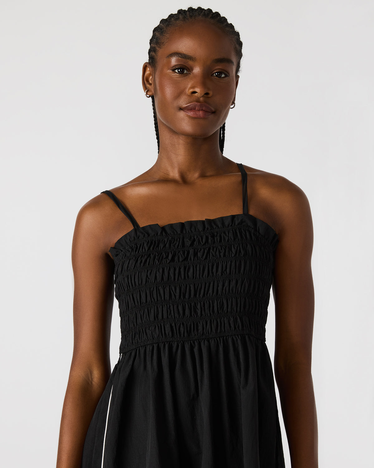 KIT Dress Black/White Flowy Smocked Striped Maxi Dress Steve Madden BLACK WHITE