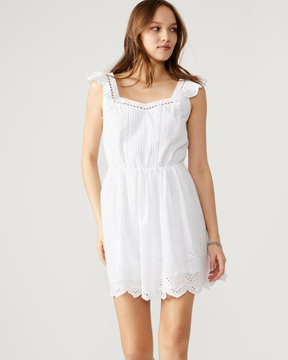 ASTRA Dress White | Women's Eyelet Trim Mini Dress Steve Madden WHITE