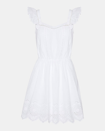 ASTRA Dress White | Women's Eyelet Trim Mini Dress Steve Madden WHITE
