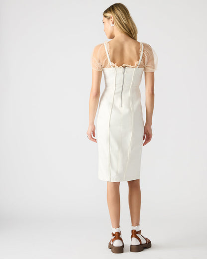 GISELLE White Denim Midi Women's Dress with Slit Steve Madden WHITE