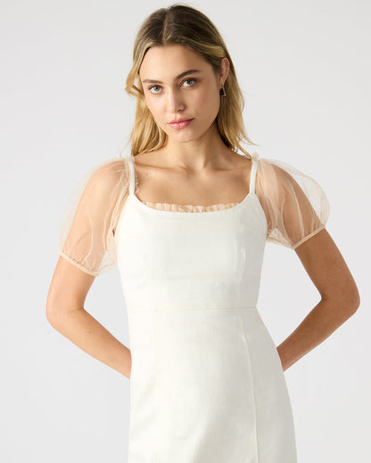 GISELLE White Denim Midi Women's Dress with Slit Steve Madden WHITE