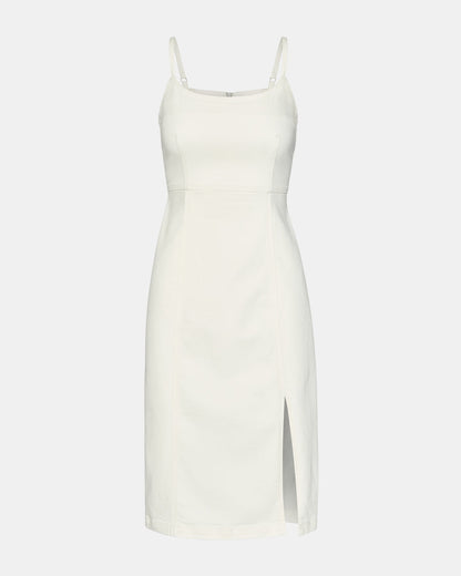 GISELLE White Denim Midi Women's Dress with Slit Steve Madden WHITE