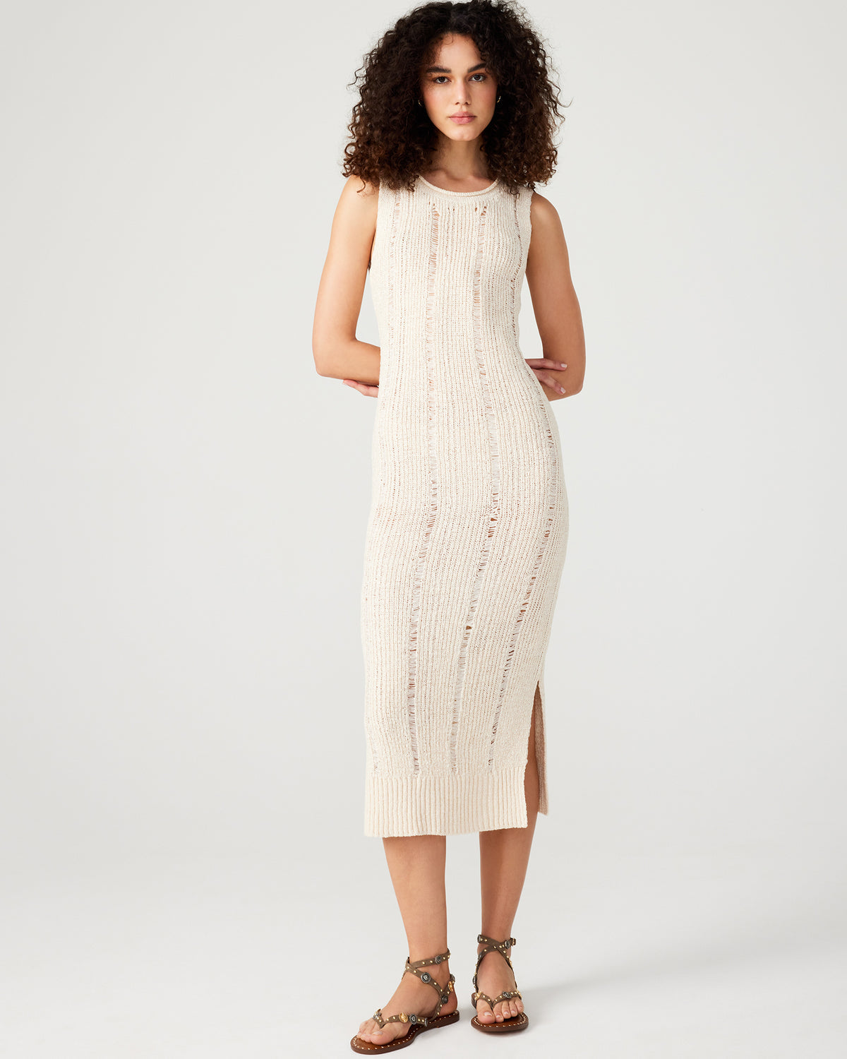 AMIRAH Sweater Dress Beige | Women's Knit Bodycon Dresses Steve Madden BEIGE