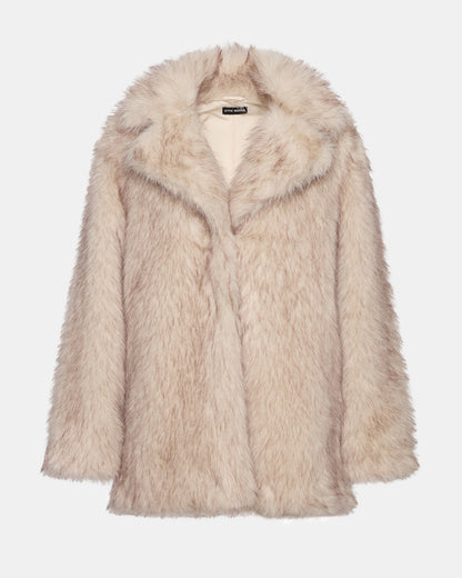 KINDRA Natural Faux Fur Collared Women's Coat Steve Madden NATURAL