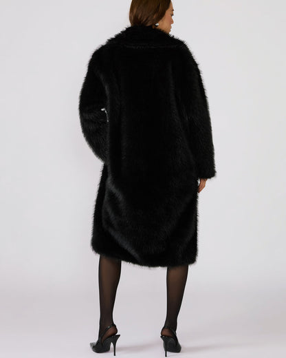 LARKIN Black Long-Sleeved Faux Fur Women's Coat Steve Madden BLACK