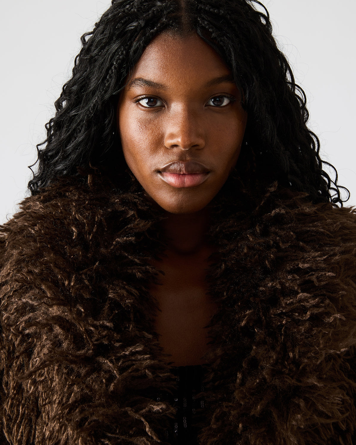 INAYA Dark Espresso Long-Sleeved Faux Fur Shaggy Women's Coat Steve Madden DARK ESPRESSO