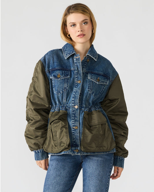 JOIE Dark Navy Long-Sleeved Button-Up Collared Women's Jacket Steve Madden DARK NAVY