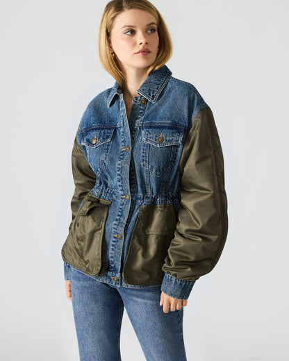 JOIE Dark Navy Long-Sleeved Button-Up Collared Women's Jacket Steve Madden DARK NAVY
