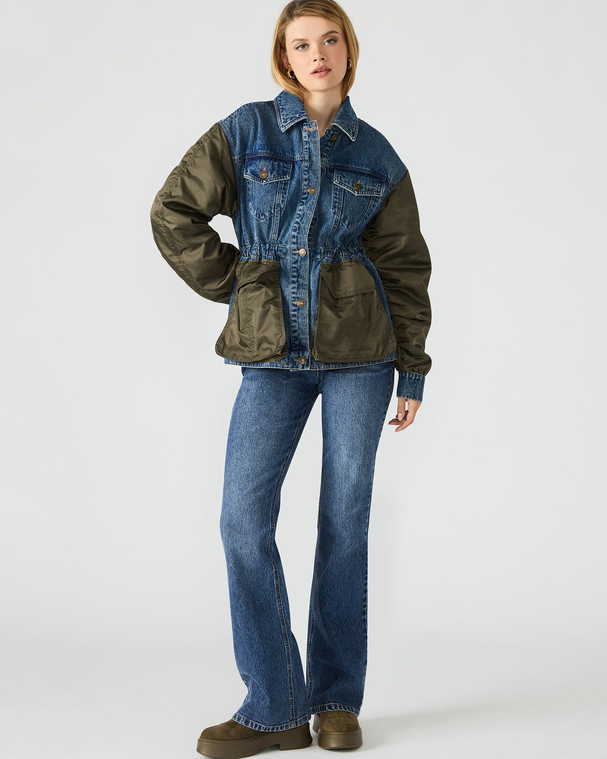 JOIE Dark Navy Long-Sleeved Button-Up Collared Women's Jacket Steve Madden DARK NAVY